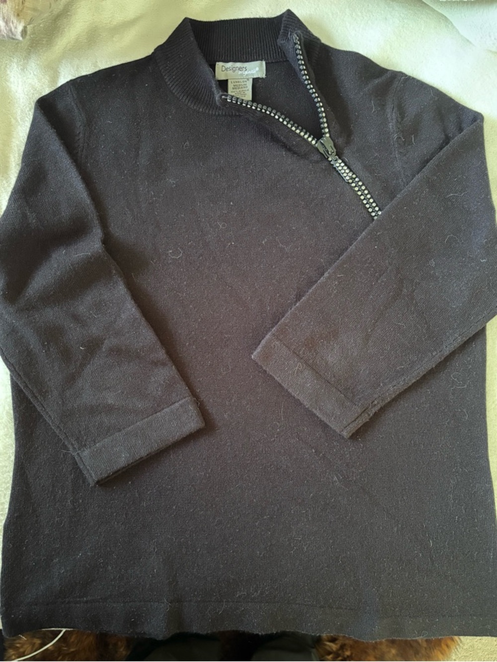 Classic Women's Black Asymetric Quarter-Zip Sweater
